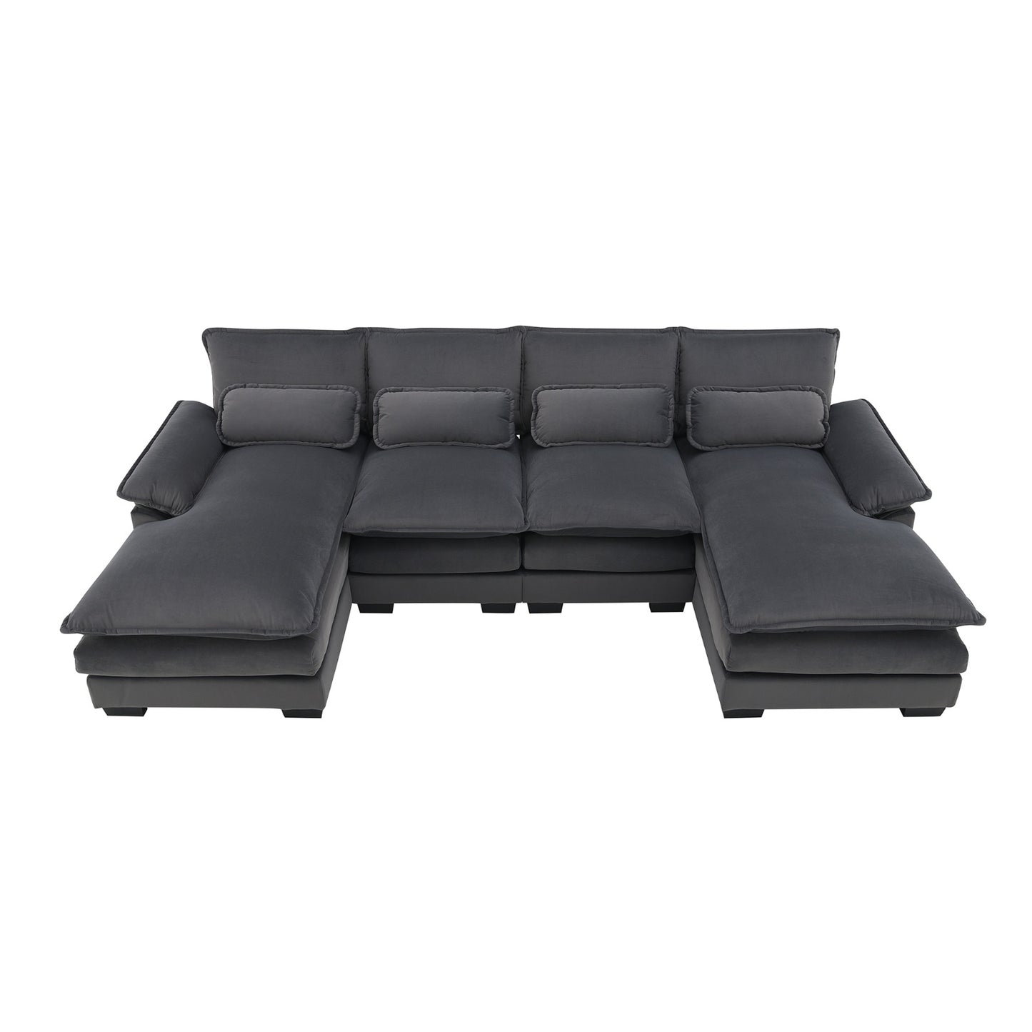 US Local New Modern U-shaped Sectional Sofa, 6-Seat With Waist Pillows 109.8 55.9