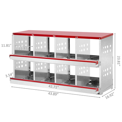 US Local Dismantling And Installation Of Iron Red Feeding Supplies For An 8-compartment Sloping Roof House