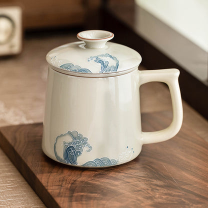 Hand-painted Heap Carving HAILANG Office Cup Home Tea Separation Mug