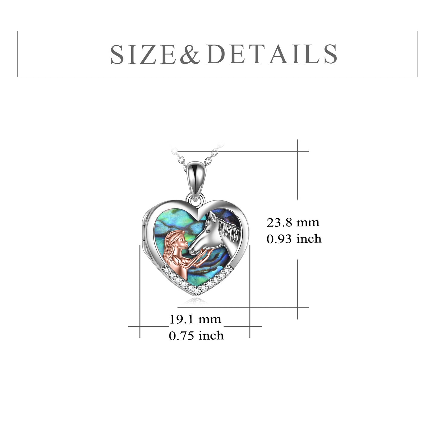 US Local Horse Heart with Girls Pendant Necklace Gifts for Her