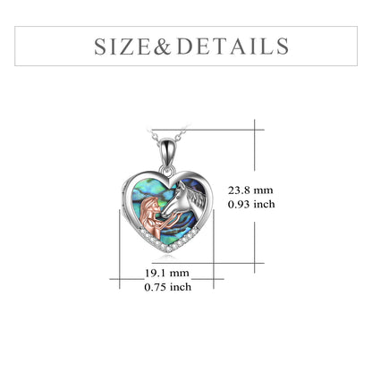 US Local Horse Heart with Girls Pendant Necklace Gifts for Her