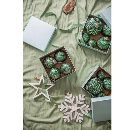 US Local D3.9 Christmas Ball Ornaments, Glass Decorative Hanging Ball Christmas Tree Ornaments For Holiday Party Decorations, Set Of 6