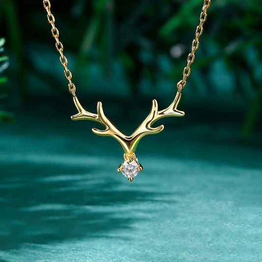 Simple Large Antlers Pendant Necklace