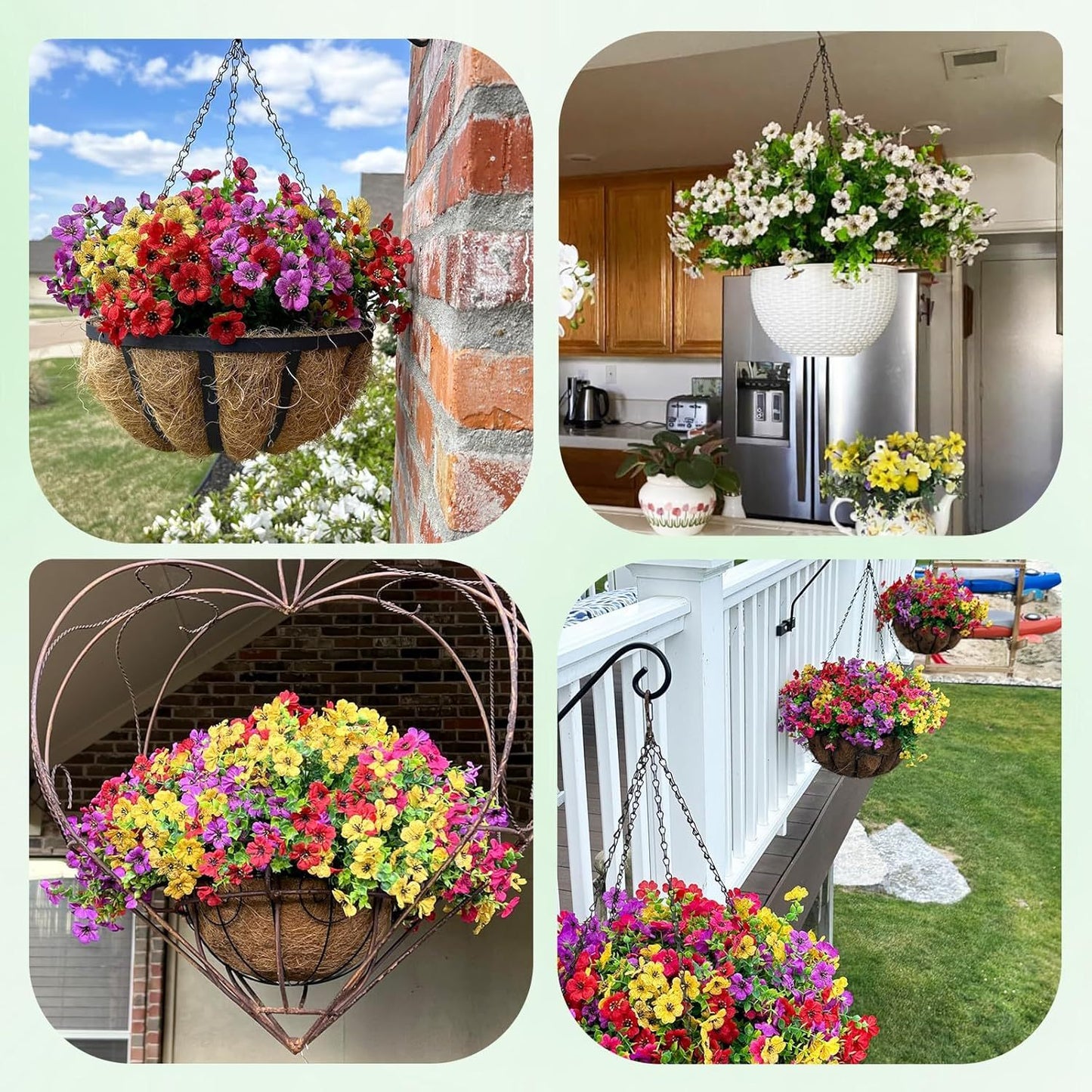 US Local Nepfaivy Artificial Outdoor Flowers UV-Resistant - Realistic Artificial Flowers For Outdoors, Fade Resistant Fake Flowers For Outside, Plastic Faux Flowers For Outdoor Planters