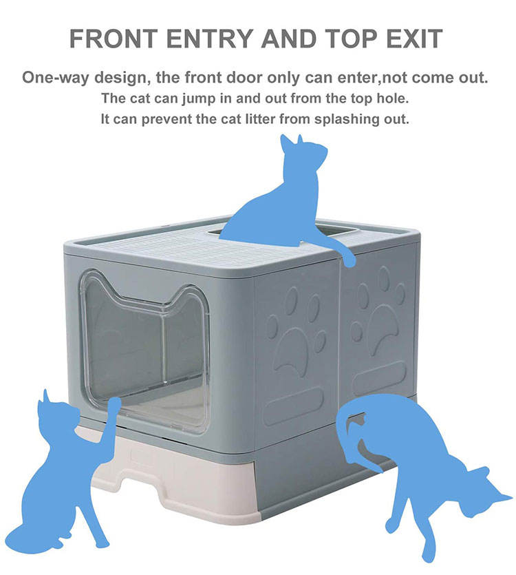 US Local Cat Litter Box Front Entry Enclosed Extra Large Litter Box With Litter Catching Lid And Scoop For Big Cats Kitty