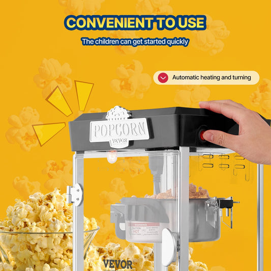 US Local Popcorn Popper Machine Tabletop Popcorn Maker 480W 4 Oz Black