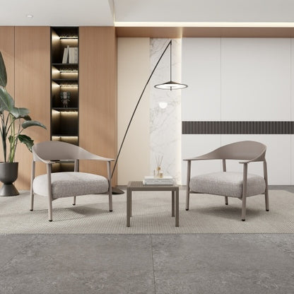 US Local Modern 2 Piece Accent Chair Set With Coffee Table  Apricot Brown PP  Steel Frame Sofa Set, Soft Cushioned Seating For Living Room, Lounge, Balcony