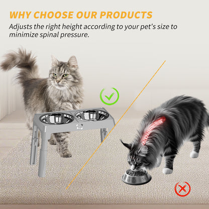 US Local Height Adjustable Stainless Steel Buttons For Dogs - Anti-Slip Feeding Station For Small And Medium Dogs - Ergonomically Designed For Healthy Eating - Easily Cleanable Dog Drinking And Feeding Space