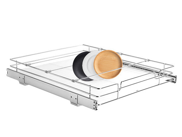 US Local VEVOR 14W X 21D Pull Out Cabinet Organizer, Heavy Duty Slide Out Pantry Shelves, Chrome Plated Steel Roll Out Drawers, Sliding Drawer Storage For Home, Inside Kitchen Cabinet, Bathroom, Under Sink