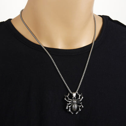 Titanium Steel Spider Punk Men's Necklace Pendant