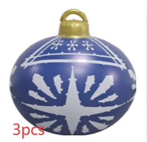 US Local Christmas Ornament Ball Outdoor Pvc 60CM Inflatable Decorated Ball PVC Giant Big Large Balls Xmas Tree Decorations Toy Ball