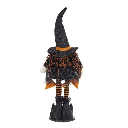 US Local 8.3x5x24 Fabric Standing Gnome W Orange Banner  Spring Body, For Halloween Decor