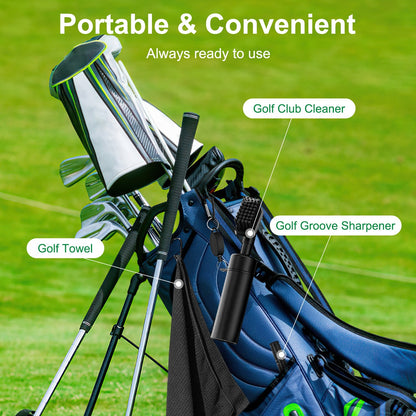 US Local 1Pc 3 In 1 Golf Club Cleaning Kit Golf Club Cleaner Brush With 5Oz Water Bottle Retractable Clip Groove Sharpener Golf Towel Gift For Golfers