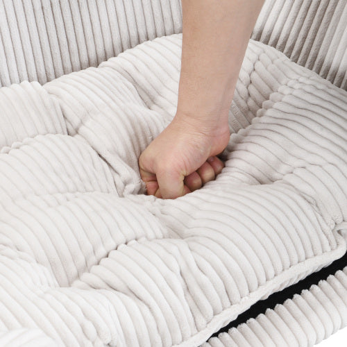 US Local Elevated Dog Bed Frame For Small Dog, Corduroy Pet Couch Bed With Rubber Wood Legs And Supportive Foam, Beige, Easy Assembly