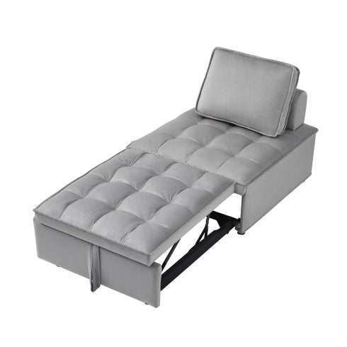 US Local Convertible Sleeping Sofa Bed, Modern Velvet Fabric Single Seater Sofa, Sleeping Sofabed With 1 Back Pillow And Removable Back, Single Comfortable Recliner Sofabed For Office, Living Room Apartment