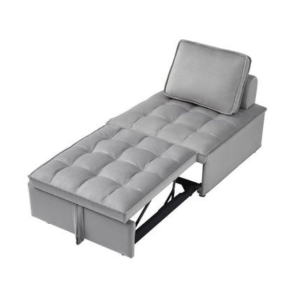 US Local Convertible Sleeping Sofa Bed, Modern Velvet Fabric Single Seater Sofa, Sleeping Sofabed With 1 Back Pillow And Removable Back, Single Comfortable Recliner Sofabed For Office, Living Room Apartment