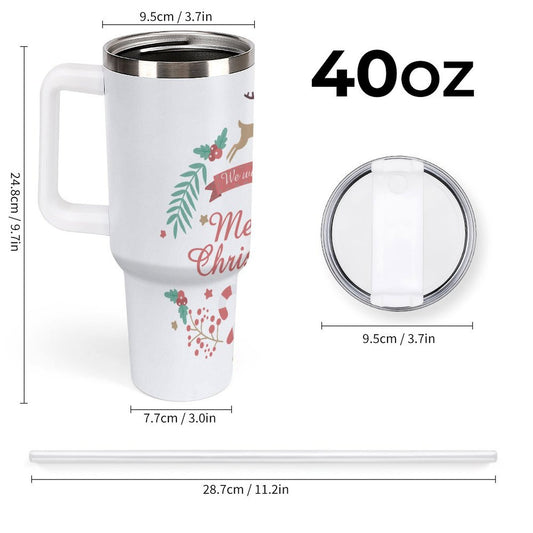 PHDT00307 POD US Local Tumbler 40 oz Large Capacity Car Cup Christmas Reindeer Bell Plant Red Green