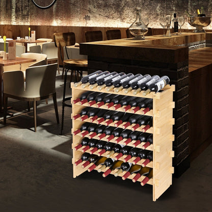 US Local VEVOR 72 Bottle Stackable Modular Wine Rack Bamboo Wood Display Shelf 8-Tier