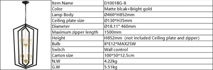 US Local 8-Light Lantern Tired Farmhouse Ceiling Hanging Light Black Chandelier Metal Modern Pendant Light Fixtures For Kitchen Island Dining Room Living Room Foyer Entryway E12 Bulbs Not Included