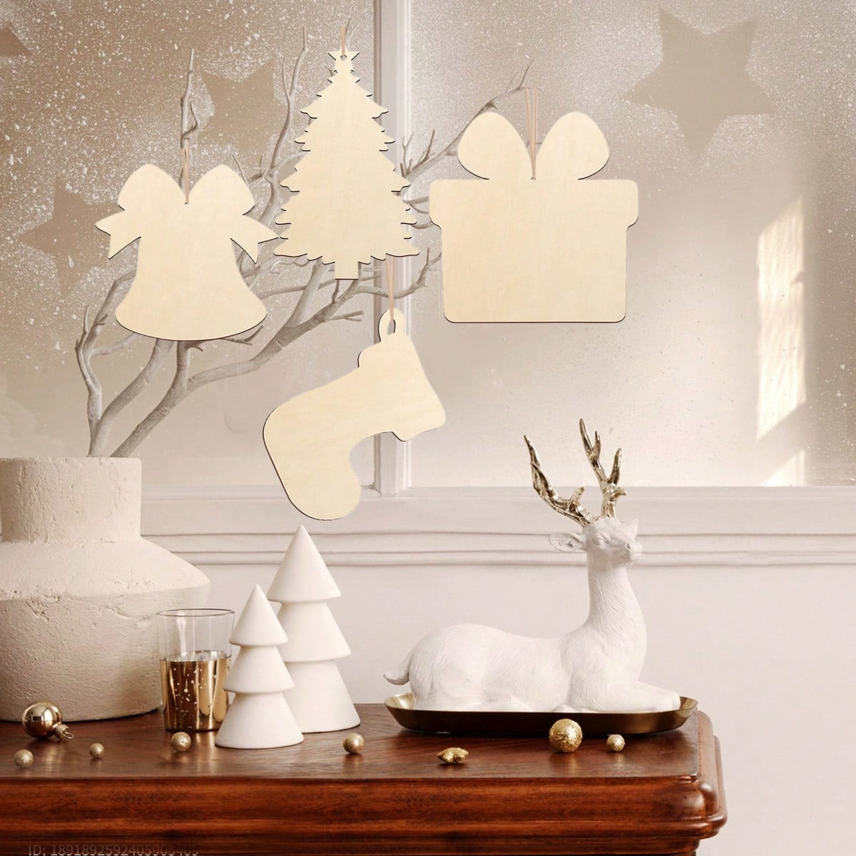 US Local 20 Pcs Wooden Christmas Ornaments Unfinished Wood Slices For Crafts In 4 Styles DIY Wooden Christmas Ornaments Hanging Decorations For DIY Craft And Holiday Decoration