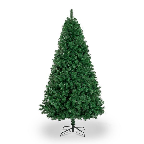 US Local 7ft 881 Branch Half Christmas Tree With 230LED Lights PVC Branch Iron Bracket Tender Green Christmas Tree