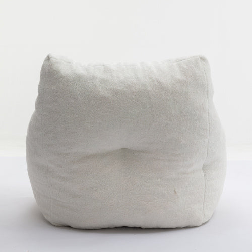 UK Local Soft Tufed Foam Bean Bag Chair With Teddy Fabric,Ivory White