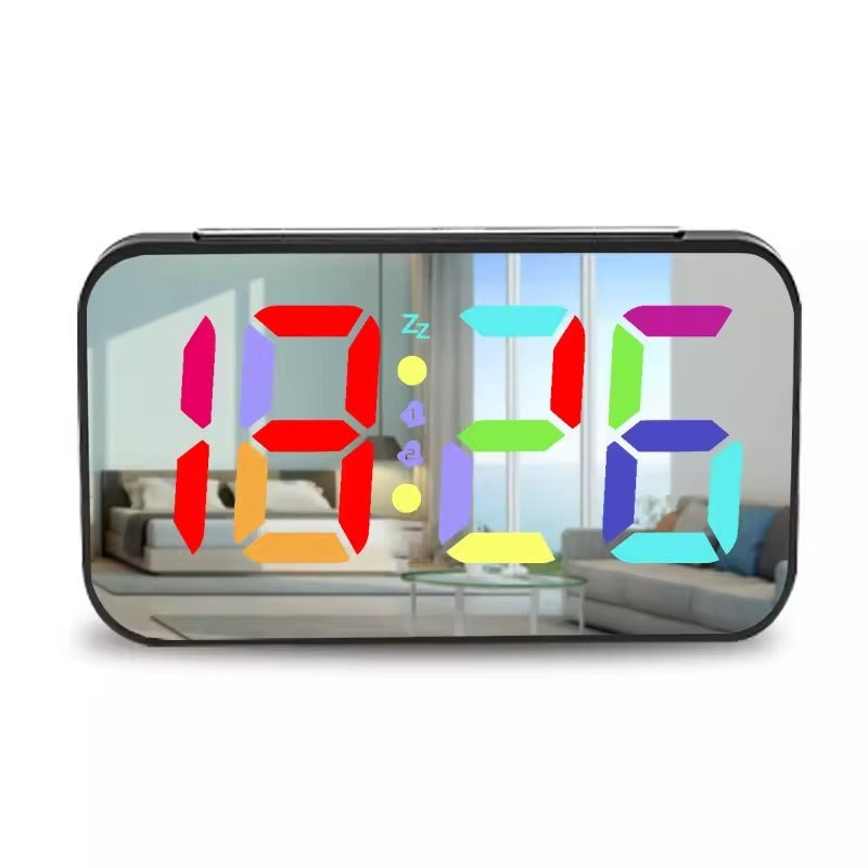 US Local LED Mirror Large Display Table Clock, Suitable For Bedroom, Home, Living Room, Office