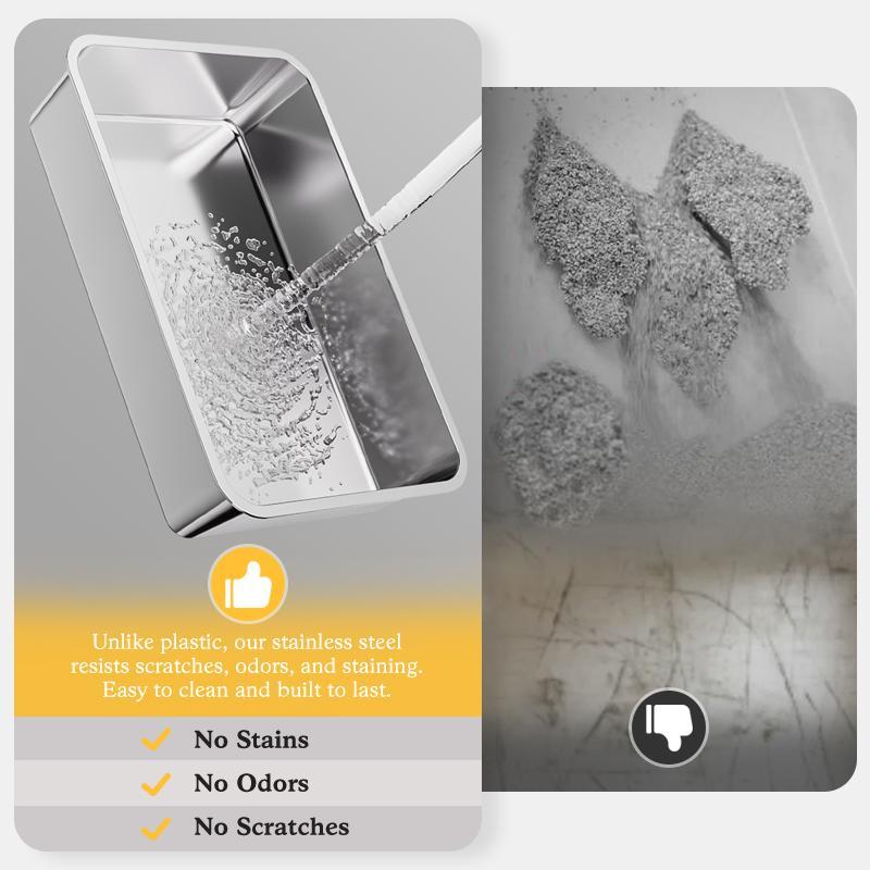 US Local Large Stainless Steel Cat Litter Box