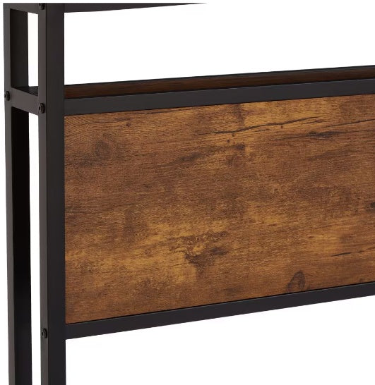 US Local Full Size Metal Platform Bed Frame With Wooden Headboard And Footboard With USB LINER