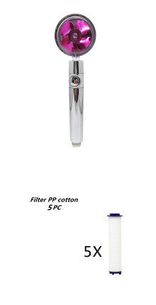 US Local Propeller Driven Shower Head With Stop Button And Cotton Filter Turbocharged High Pressure Handheld Shower Nozzle