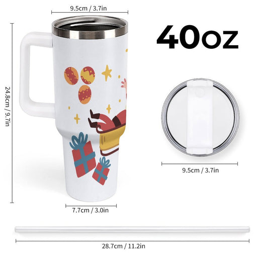 POD US Local Tumbler 40oz Large Capacity Car Cup Santa Claus Christmas Gift Star T-shirt Cartoon Cute Style
