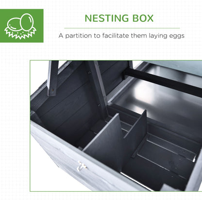 US Local Chicken Coop Kit 59 Outdoor Solid Wood Enclosed House Ventilation Gray