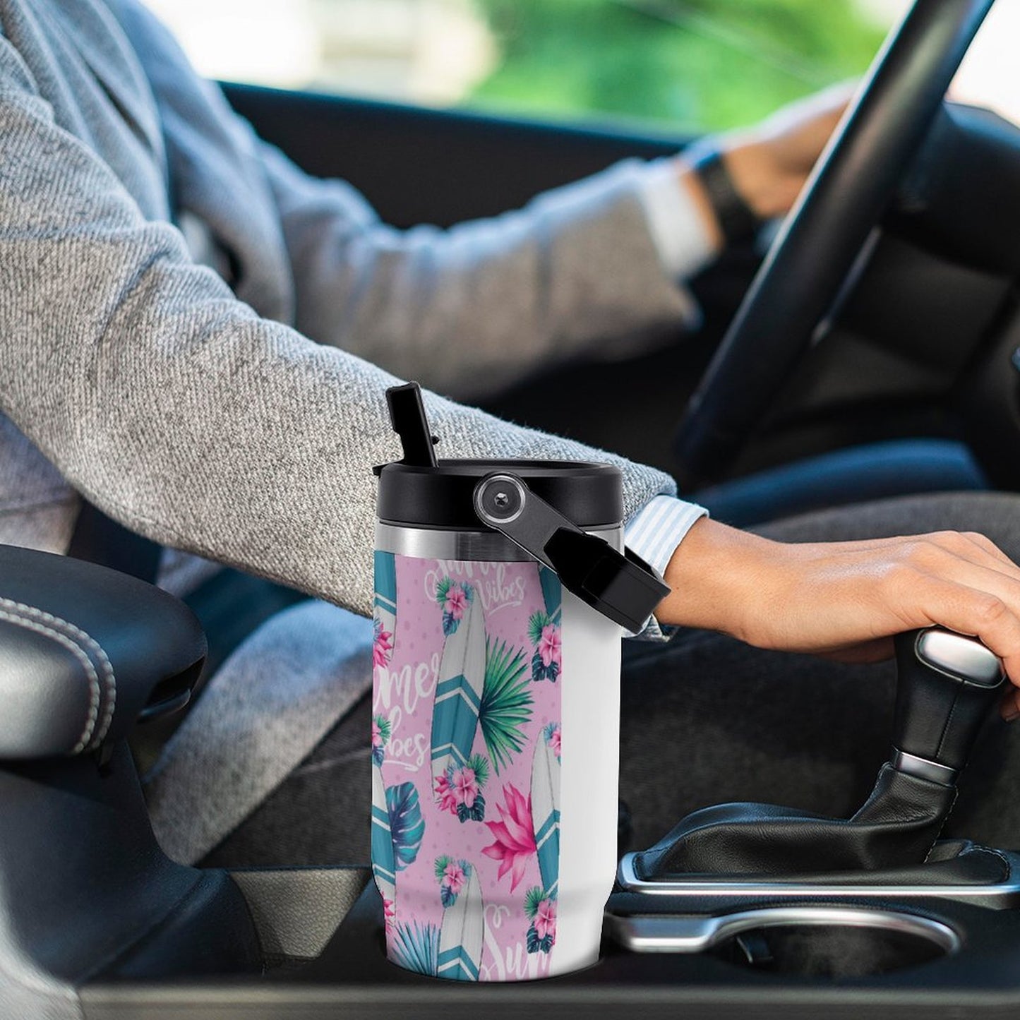 POD US Local Tumbler 30oz Large Capacity Car Cup Sailing, Surfing, Tropical, Romantic, Summer Style