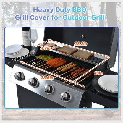 US Local Propane Gas Grill 4 Burner Barbecue Grill, Stainless Steel 34,000 BTU Patio Garden Barbecue Grill With Two Shelves, Lid, Wheels And Bottle Opener