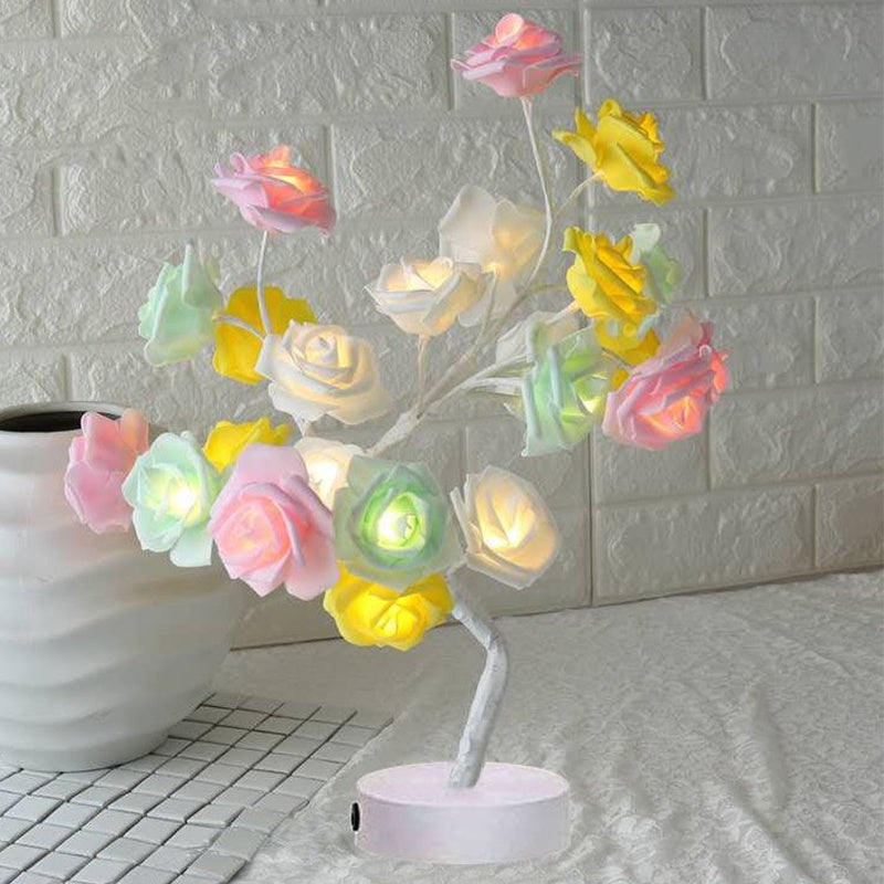 USA Local Rose Flower Lamp USB Battery Operated LED Table Lamp Bonsai Tree Night Lights Garland Bedroom Decoration Lights Home Decor