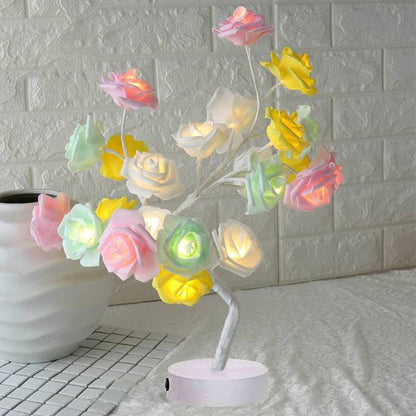 US Local Rose Flower Lamp USB Battery Operated LED Table Lamp Bonsai Tree Night Lights Garland Bedroom Decoration Lights Home Decor