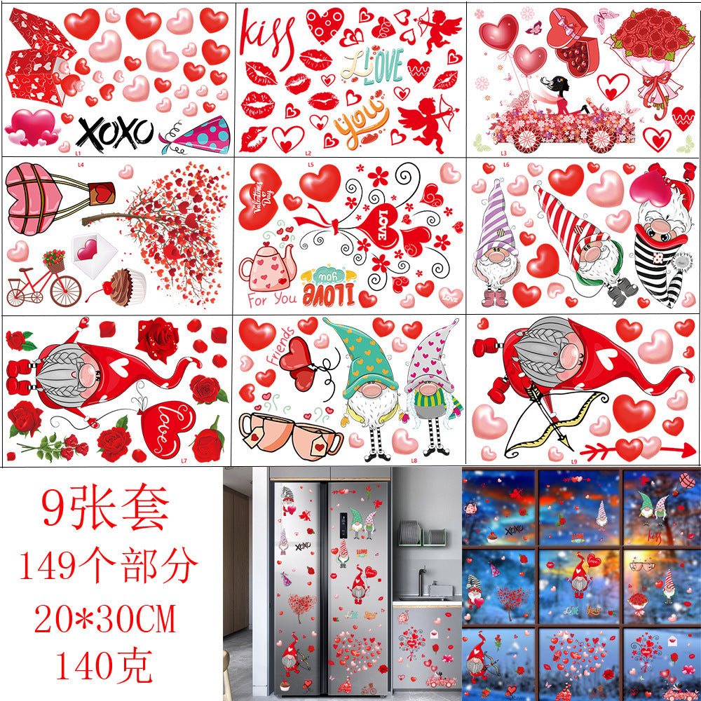Valentine's Day Valentine's Day Electrostatic Sticker Showcase