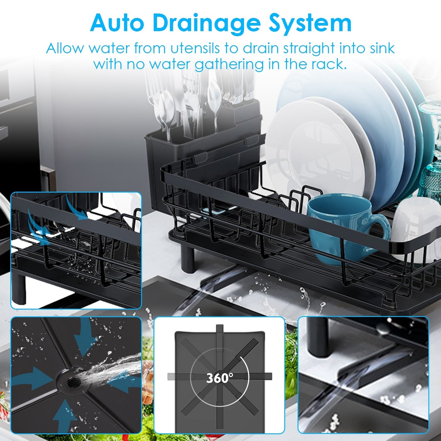 US Local 1 Pc Dish Drying Rack Drain Board Utensil Holder Organizer Drainer Tableware Organizer Kitchen Countertop Storage Shelf