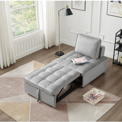 US Local Convertible Sleeping Sofa Bed, Modern Velvet Fabric Single Seater Sofa, Sleeping Sofabed With 1 Back Pillow And Removable Back, Single Comfortable Recliner Sofabed For Office, Living Room Apartment