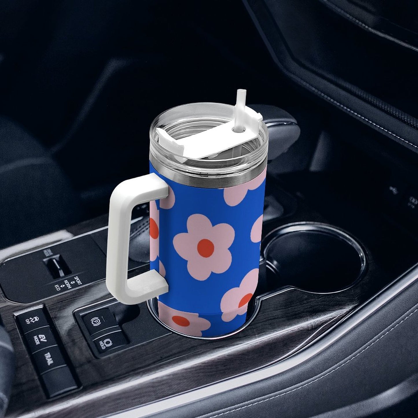 PHDT00053 POD US Local Tumbler 40 oz Large Capacity Car Cup Flower, Blue