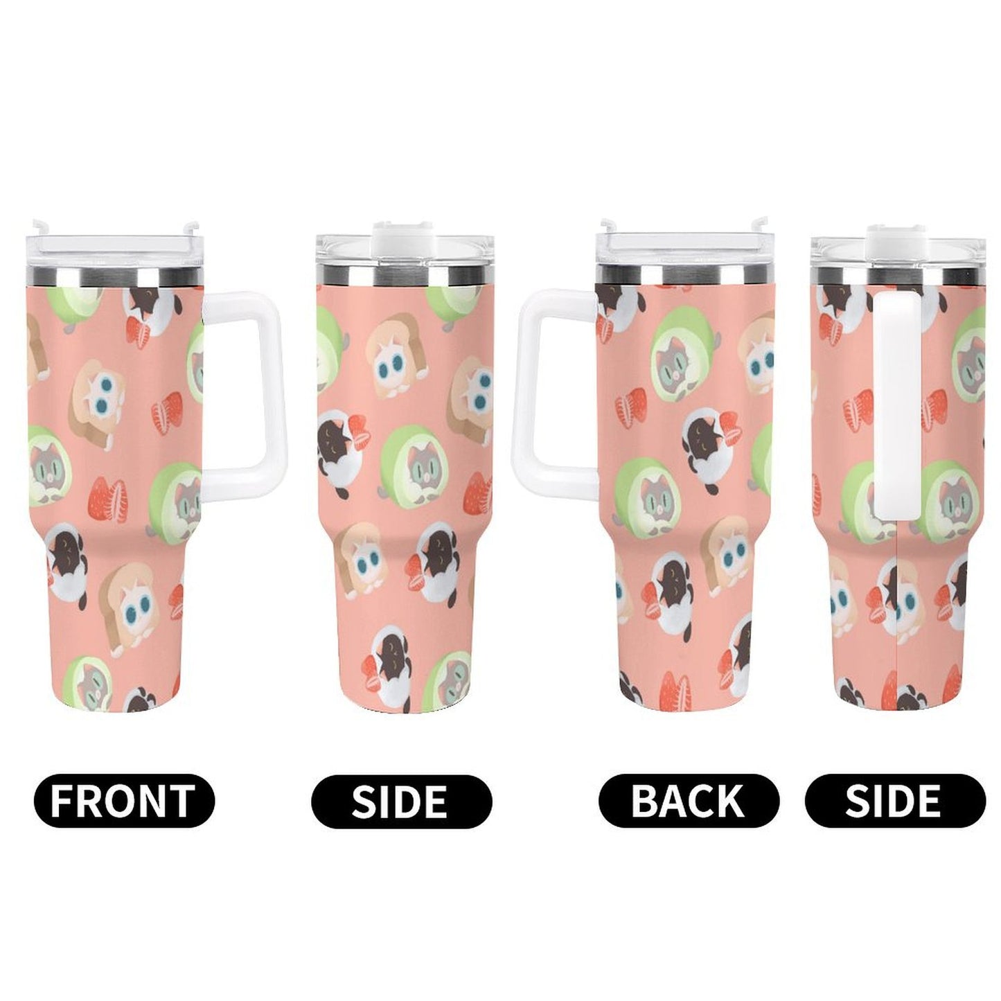 PHDT00261 POD US Local Tumbler 40 oz Large Capacity Car Cup Cat dessert pink green black