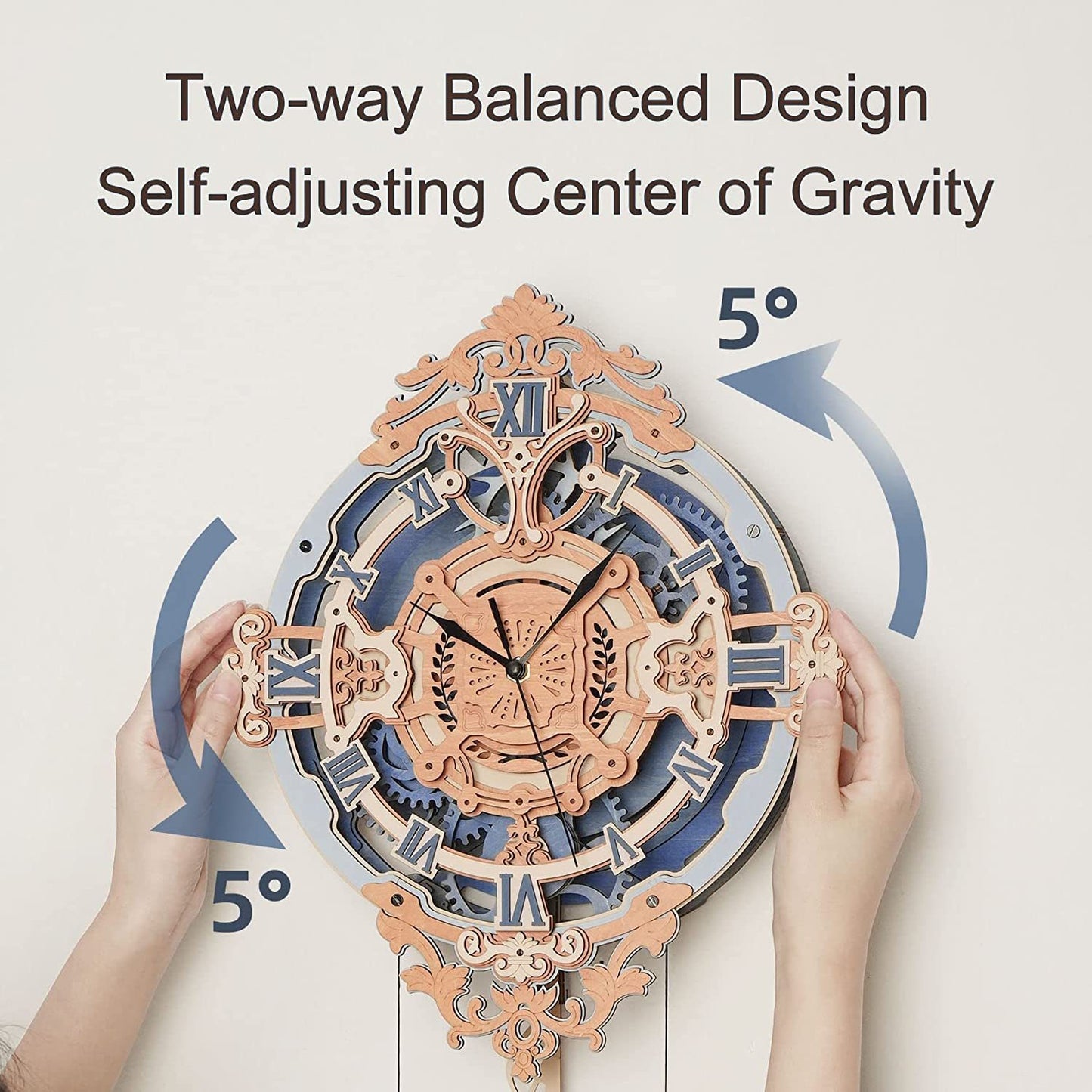 US Local Robotime ROKR 3D Wooden Puzzle Time Art Romantic Notes Wall Clock Model Toys For Children Kids - LC701