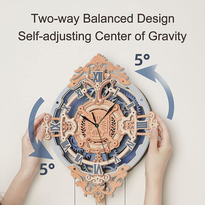 US Local Robotime ROKR 3D Wooden Puzzle Time Art Romantic Notes Wall Clock Model Toys For Children Kids - LC701