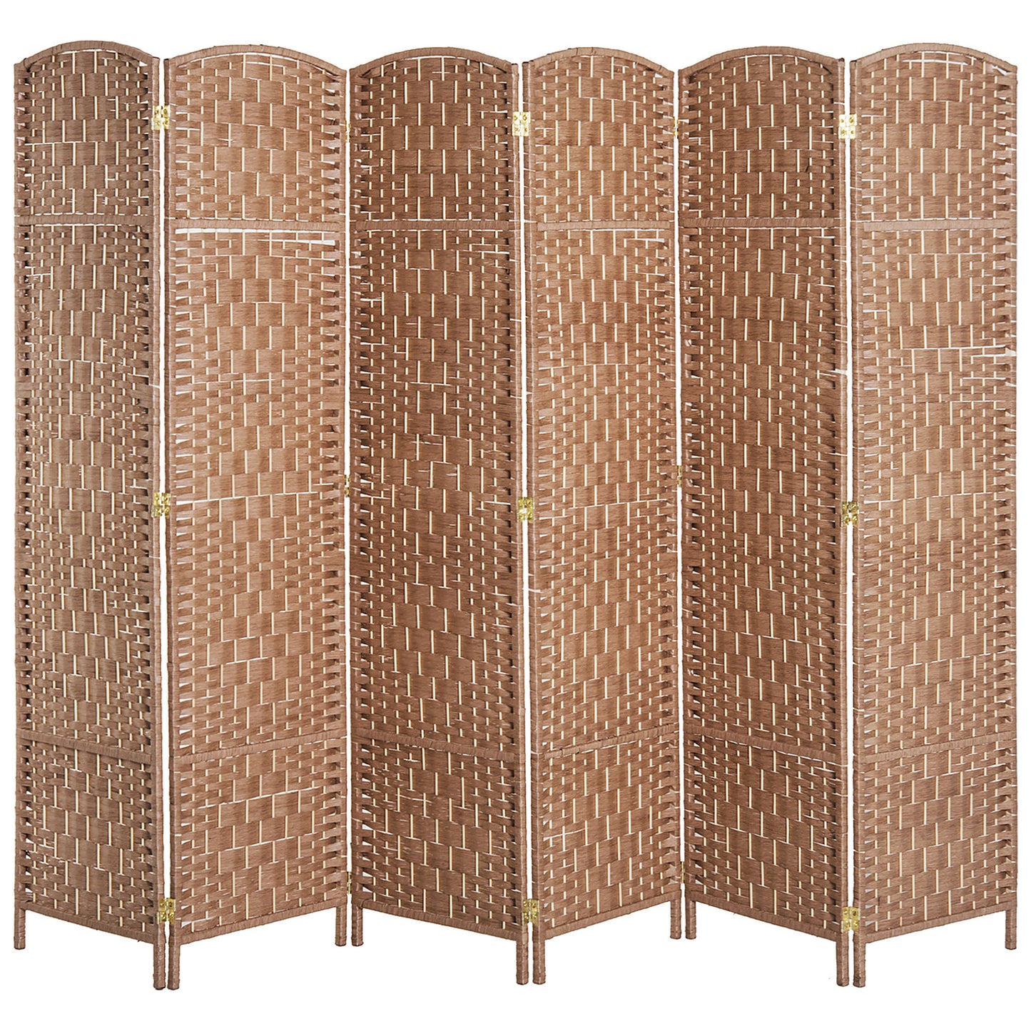 US Local 6 Panel Wicker Room Divider 6' Tall Privacy Screen Natural