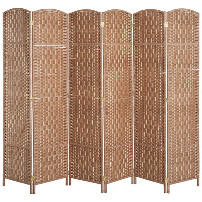 US Local 6 Panel Wicker Room Divider 6' Tall Privacy Screen Natural