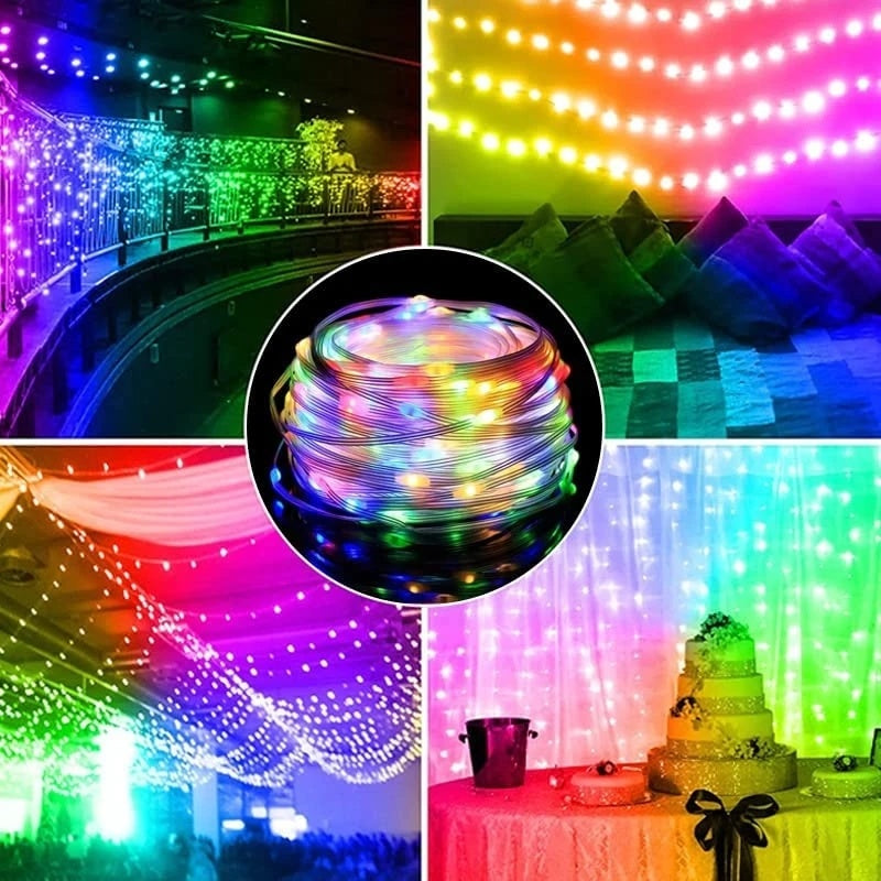 US Local LED Rope Lights Outdoor, RGB Remote Control Fairy String Lights Plug In With 200 LEDs, Super Durabl