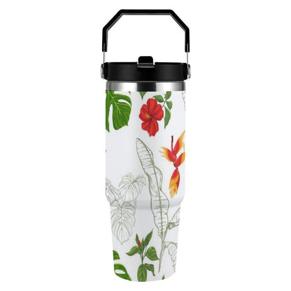 POD US Local Tumbler 30oz Large Capacity Car Cup Tropical, Flower, Leafy, Casual Style
