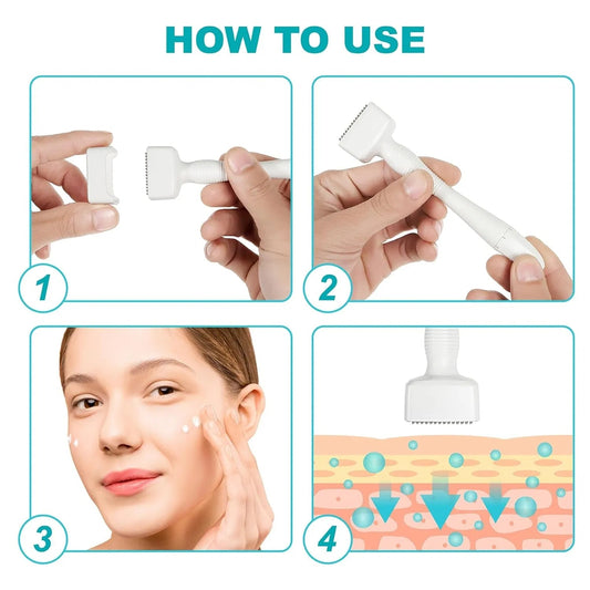 US Local Electric Microneedle Derma Roller Pen With 15pcs Replacement Kit - Microneeding 0.25 Mm Derma Roller Beauty Pen For Women Men Tools - Grey