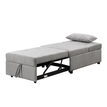 US Local Folding Ottoman Sofa Bed Gray