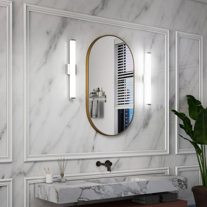 US Local Bathroom Vanity Light Brushed Nickel Square LED 25 Inch 14W 6000K Cool White Light Wall Bar Lighting Fixtures Over Mirror -Brushed Nickel, 25in